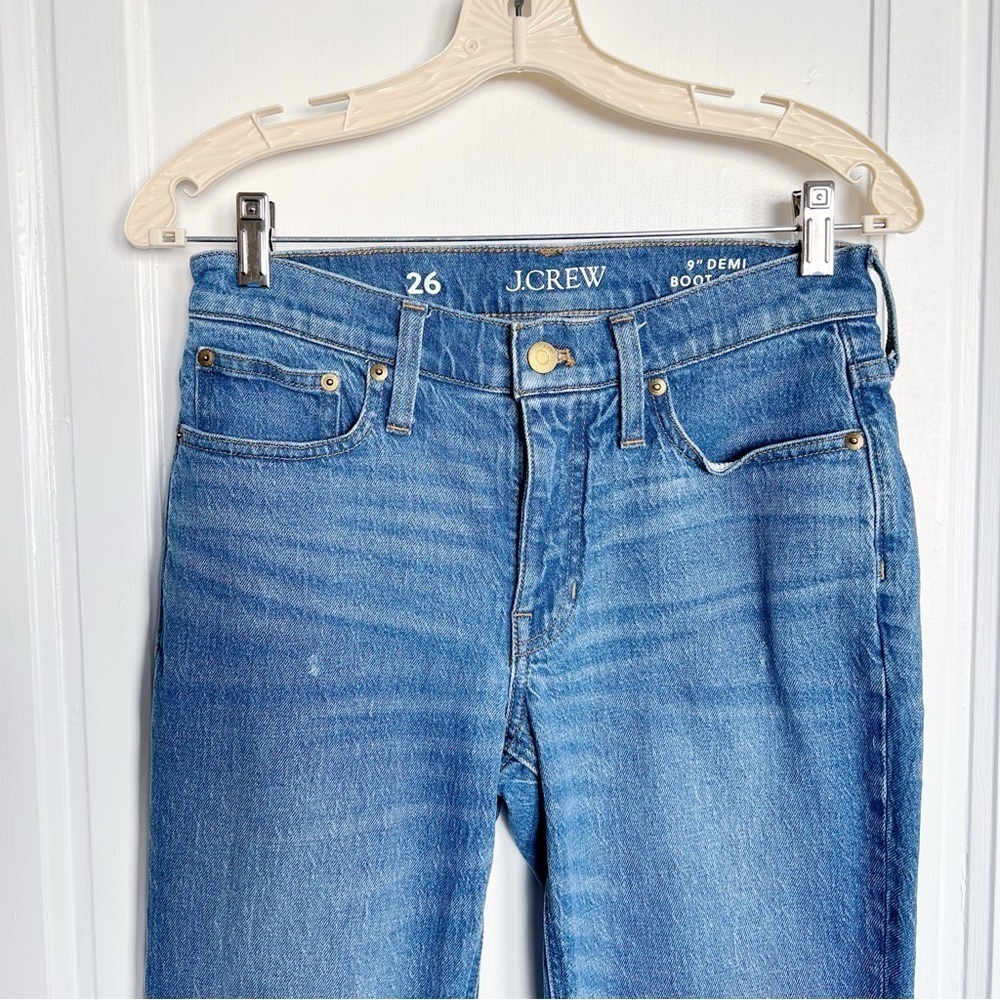 J Crew • 9" Demi-Boot Crop Jean in Clyde wash blue medium flare ankle bootcut - Picture 3 of 11